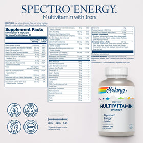 Capsules de SOLARAY Spectro Energy Multivitamin sur une surface blanche