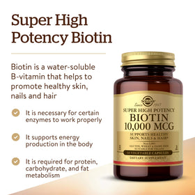Capsules de Solgar Biotine 10 000 mcg sur une table