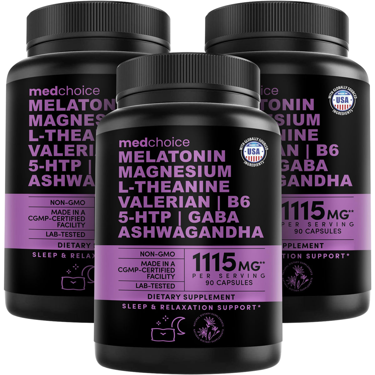 Capsules de Sommeil MEDCHOICE 12-en-1 avec Mélatonine et Magnésium