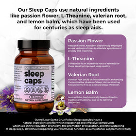 Capsules de sommeil Santa Cruz Paleo sur une surface en bois