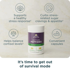 Capsules de soutien au cortisol d'Ancient Nutrition sur fond neutre