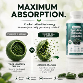 Capsules de Spiruline et Chlorelle Bio Teaveli avec d'autres compléments alimentaires