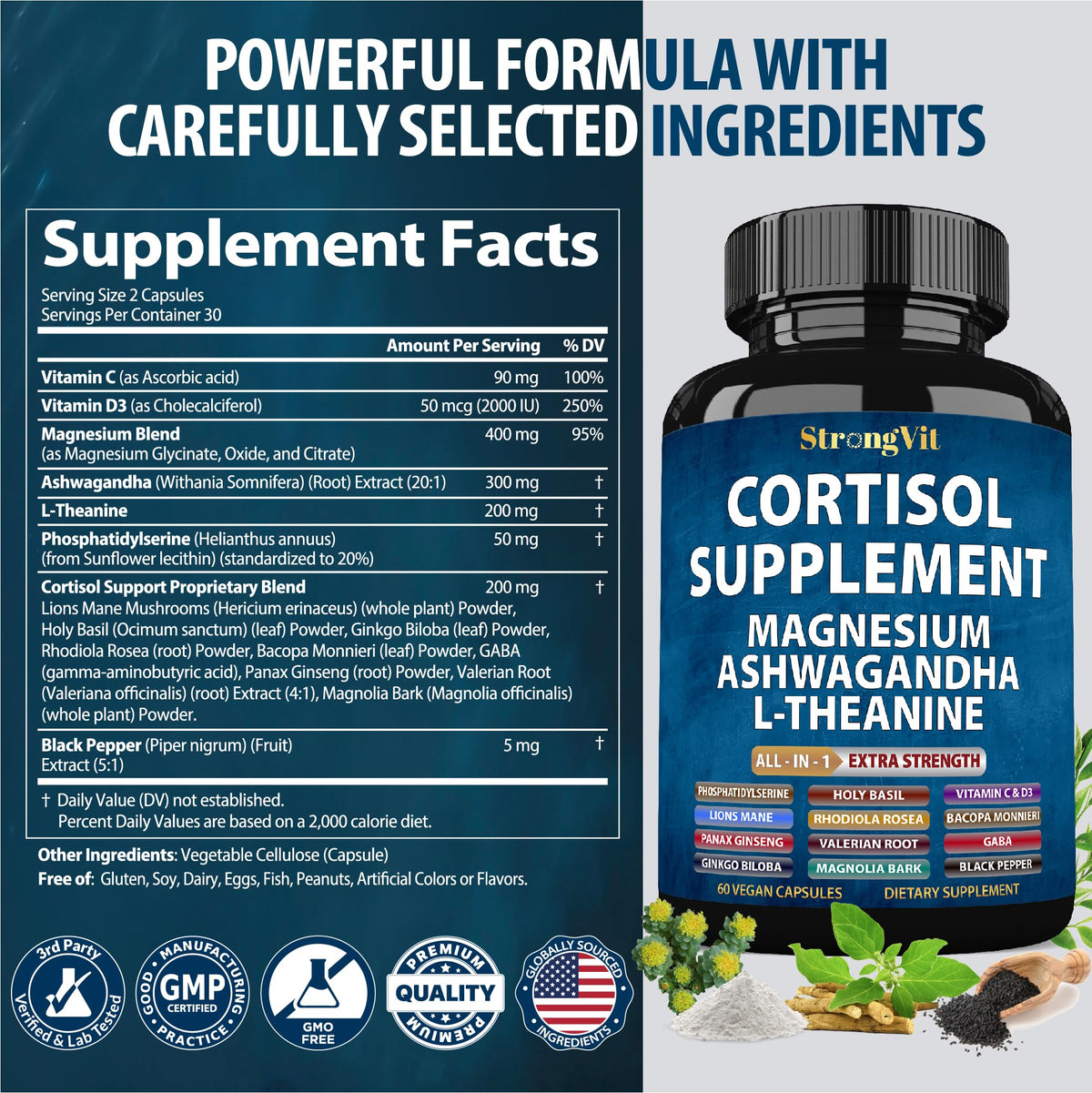 Capsules de StrongVit Cortisol dans la main d'une personne