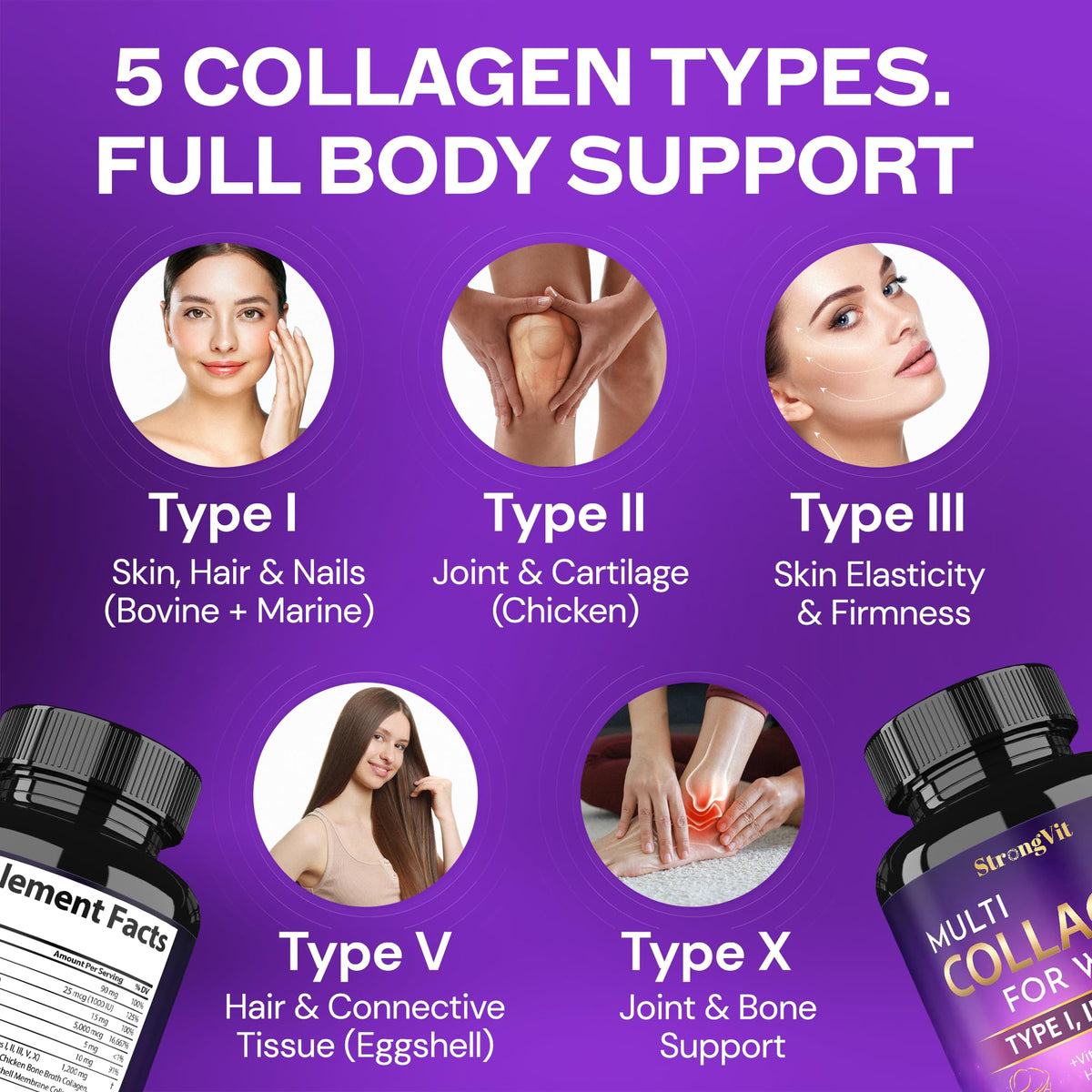 Capsules de StrongVit Multi Collagen pour Femmes sur une table