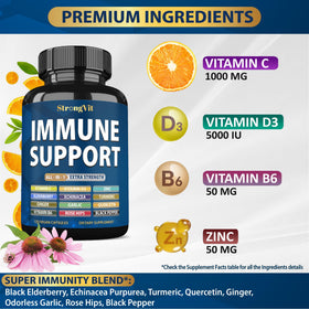 Capsules de StrongVit sur une surface blanche