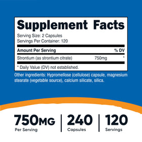 Capsules de strontium Nutricost sur une surface blanche