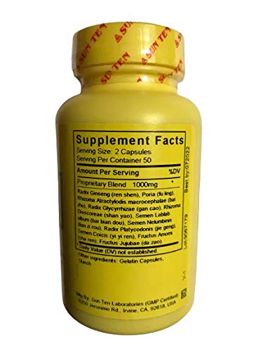 Capsules de Sun Ten Ginseng & Atractylodes en gros plan