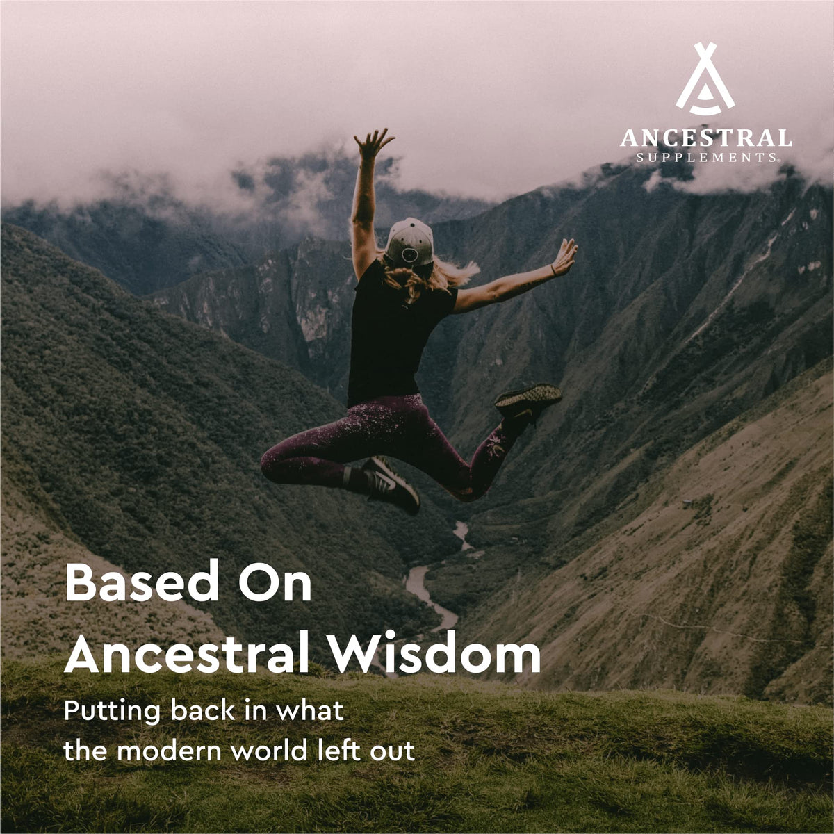 Capsules de super-aliments verts Ancestral Supplements sur une surface en bois