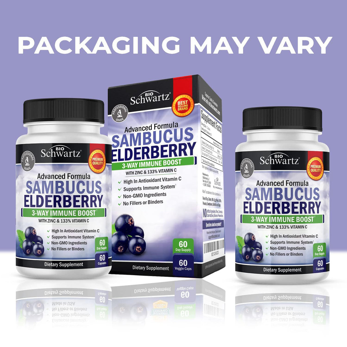 Capsules de sureau BioSchwartz en gros plan