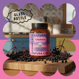 Capsules de Sureau et ingrédients sur une table