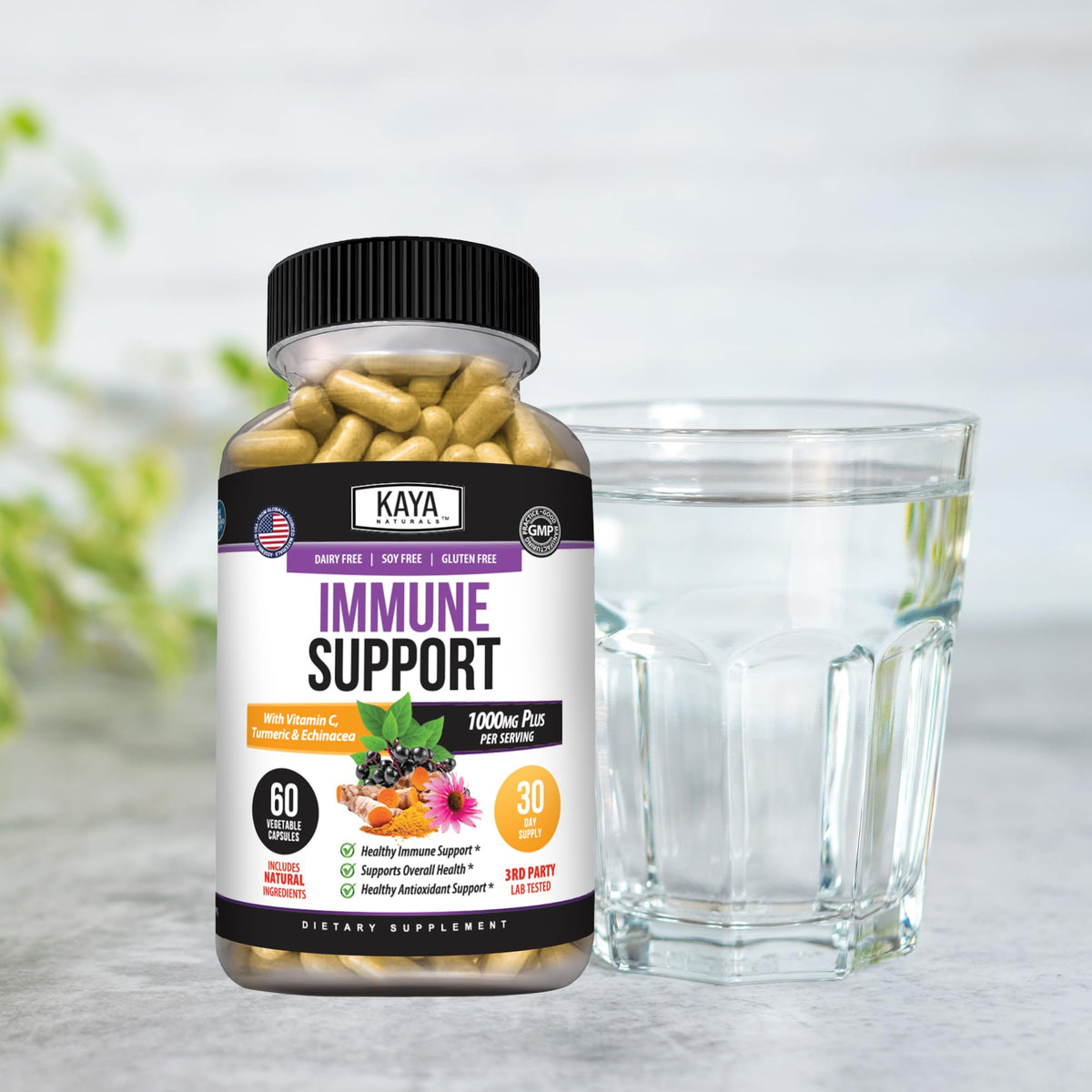 Capsules de Sureau Kaya Naturals ouvertes montrant le contenu