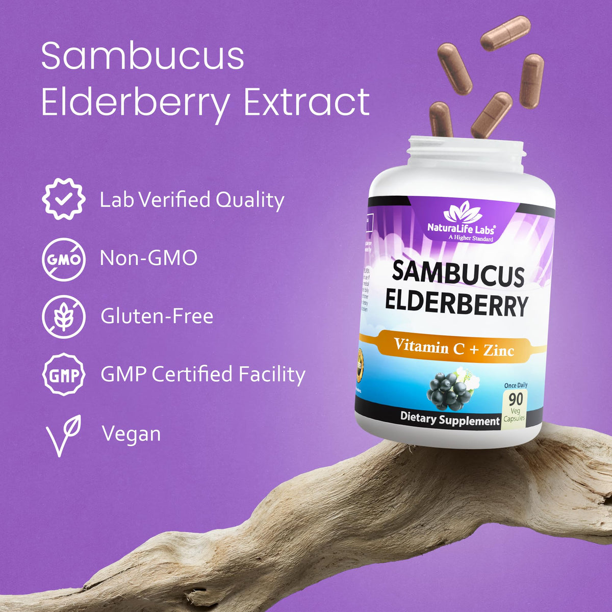 Capsules de Sureau NaturaLife dans une main