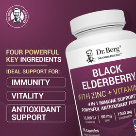 Capsules de Sureau Noir Dr. Berg Nutritionals, vue de dessus