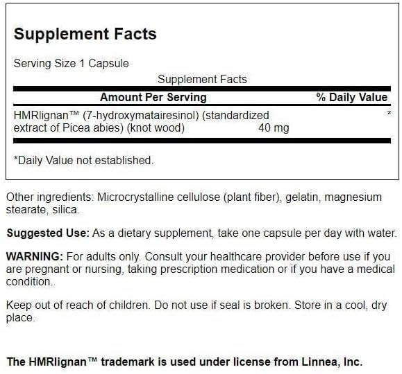 Capsules de Swanson 7-Hmrlignans sur fond blanc