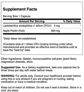 Capsules de Swanson Acide Lactique et Pectine de Pomme sur une surface blanche