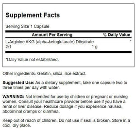 Capsules de Swanson Arginine AKG sur une surface blanche
