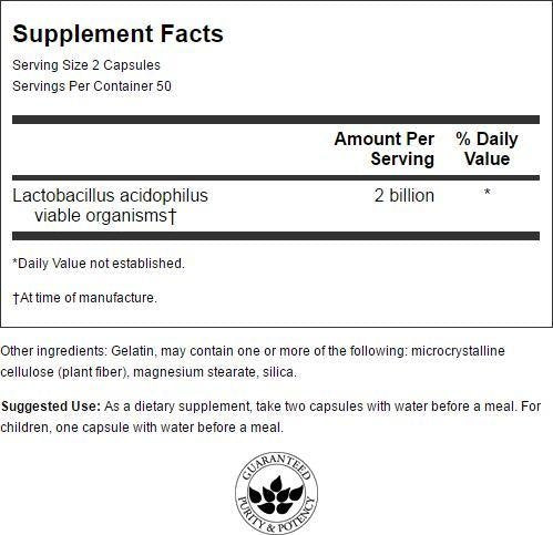 Capsules de Swanson Lactobacillus Acidophilus sur fond blanc
