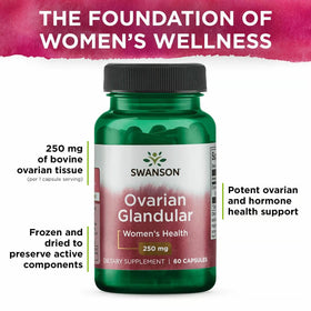 Capsules de Swanson Ovarian Glandular sur fond blanc