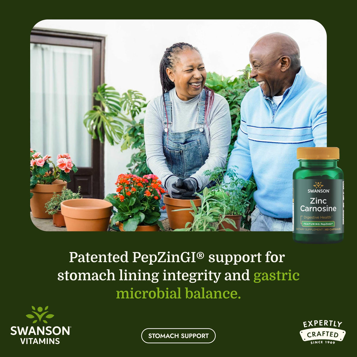 Capsules de Swanson Ultra Zinc Carnosine sur fond blanc