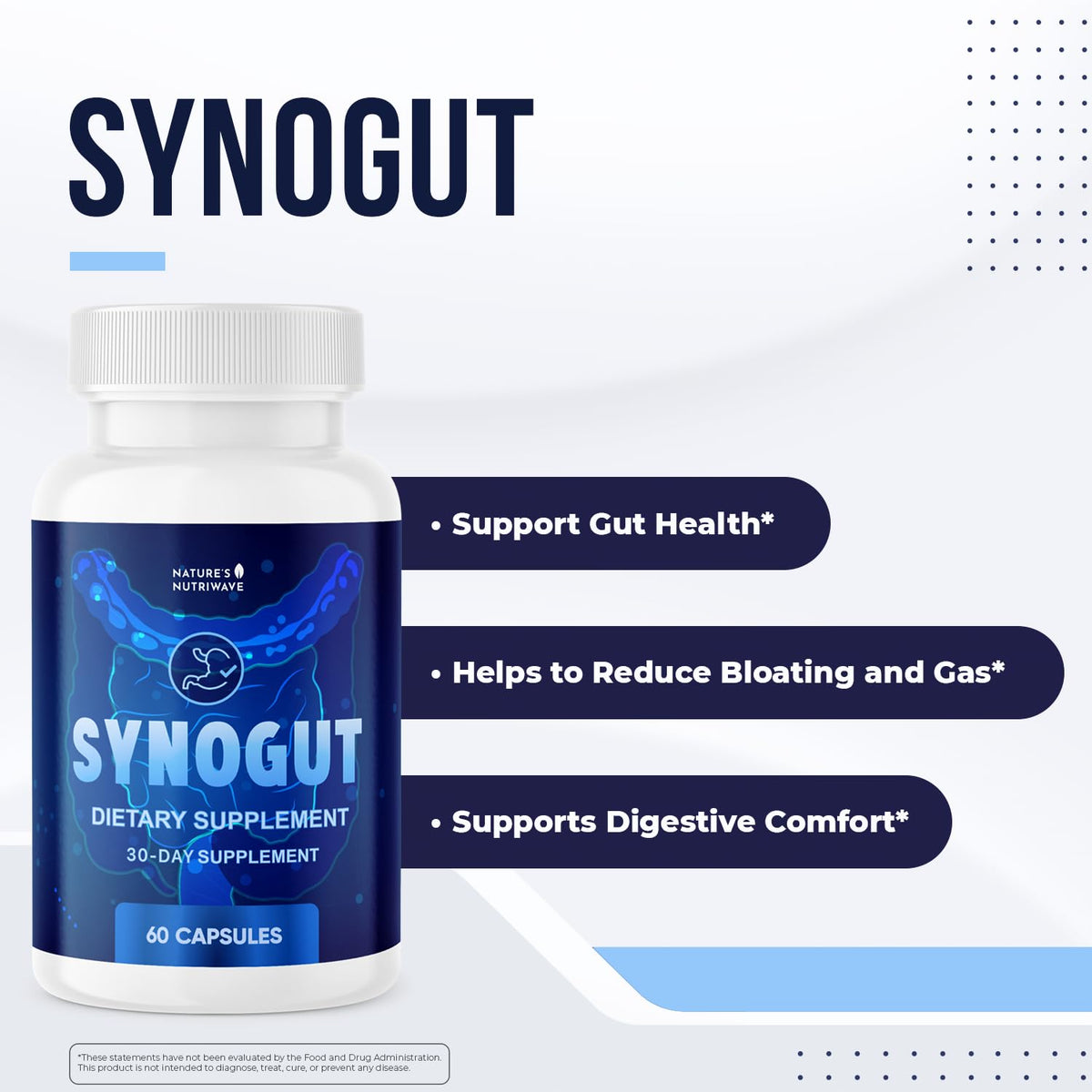 Capsules de Synogut sur une surface blanche