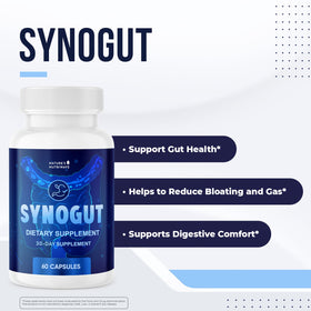 Capsules de Synogut sur une surface blanche