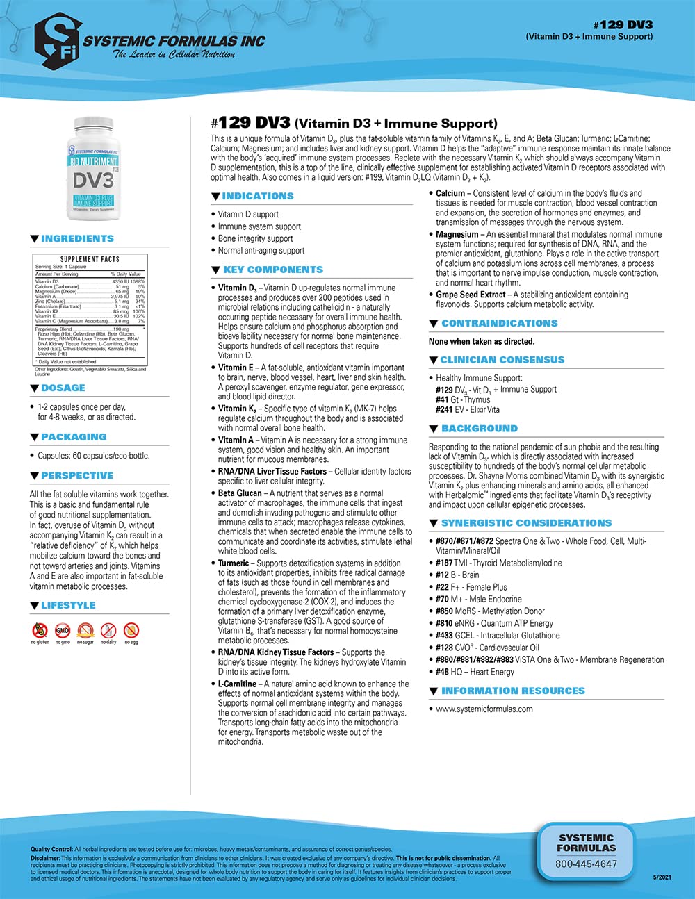 Capsules de Systemic Formulas DV3 BioNutriment en gros plan