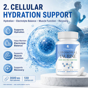 Capsules de taurine Clenoriko sur un fond en bois