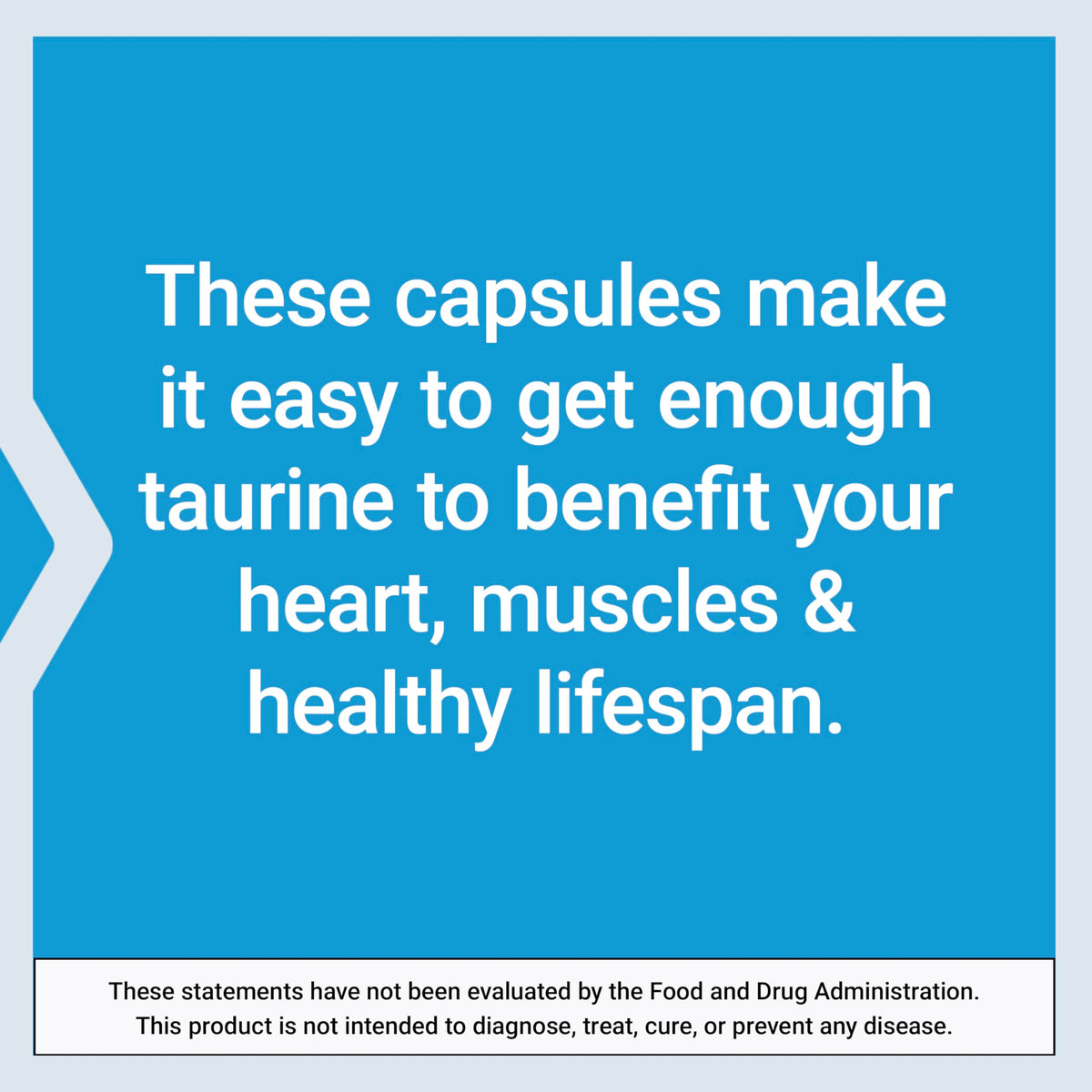 Capsules de taurine Life Extension sur une surface blanche