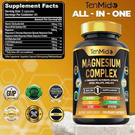 Capsules de Tenmido Magnésium Complex sur une table