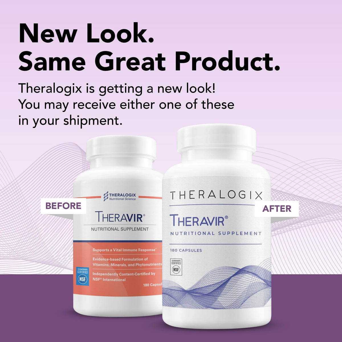 Capsules de Theralogix Theravir sur fond blanc