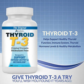 Capsules de Thyroid T-3 d'Absolute Nutrition sur une surface blanche