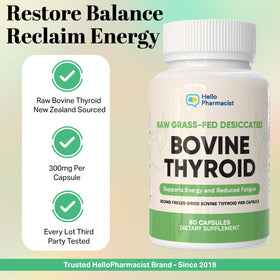 Capsules de thyroïde bovine HelloPharmacist avec des ingrédients naturels