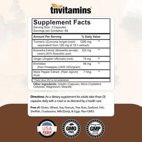 Capsules de tnvitamins Complexe Curcuma et Boswellia sur fond blanc