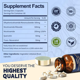 Capsules de Totaria NMNH 500mg sur une surface blanche