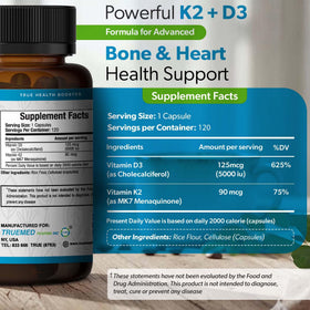 Capsules de TRUEMED D3 K2 sur fond blanc