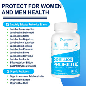 Capsules de Trupretty Probiotiques sur une surface blanche