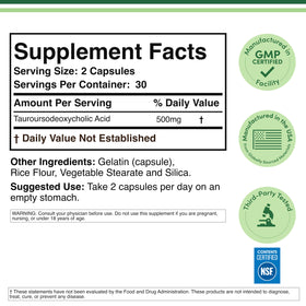 Capsules de TUDCA 500mg Double Wood Supplements sur fond blanc