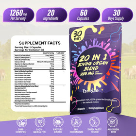 Capsules de tzaxyan organes de boeuf 20-en-1 avec dosage