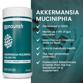 Capsules de UpNourish Probiotiques Akkermansia sur fond blanc