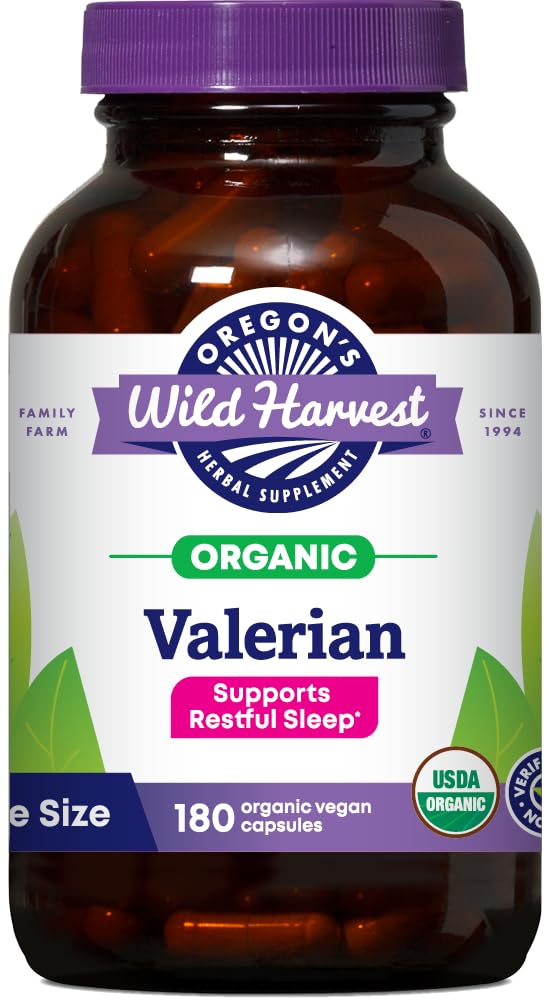 Capsules de valériane bio Oregon's Wild Harvest 180 unités, vue de face