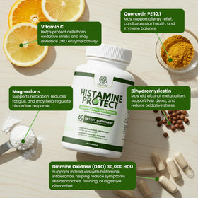 Capsules de Velluré Histamine Protect sur une surface blanche