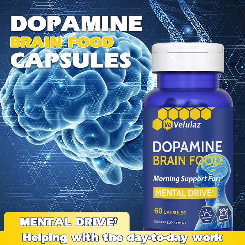 Capsules de velulaz Dopamine et Magnésium sur un fond blanc