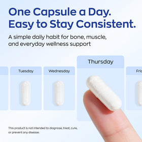 Capsules de Vevoec UBIOSKA Vitamine D3 K2 Magnésium dans un verre