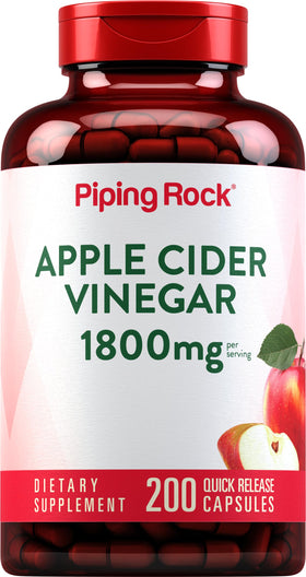 Capsules de vinaigre de cidre de pomme Piping Rock, 1800 mg, boîte vue de face