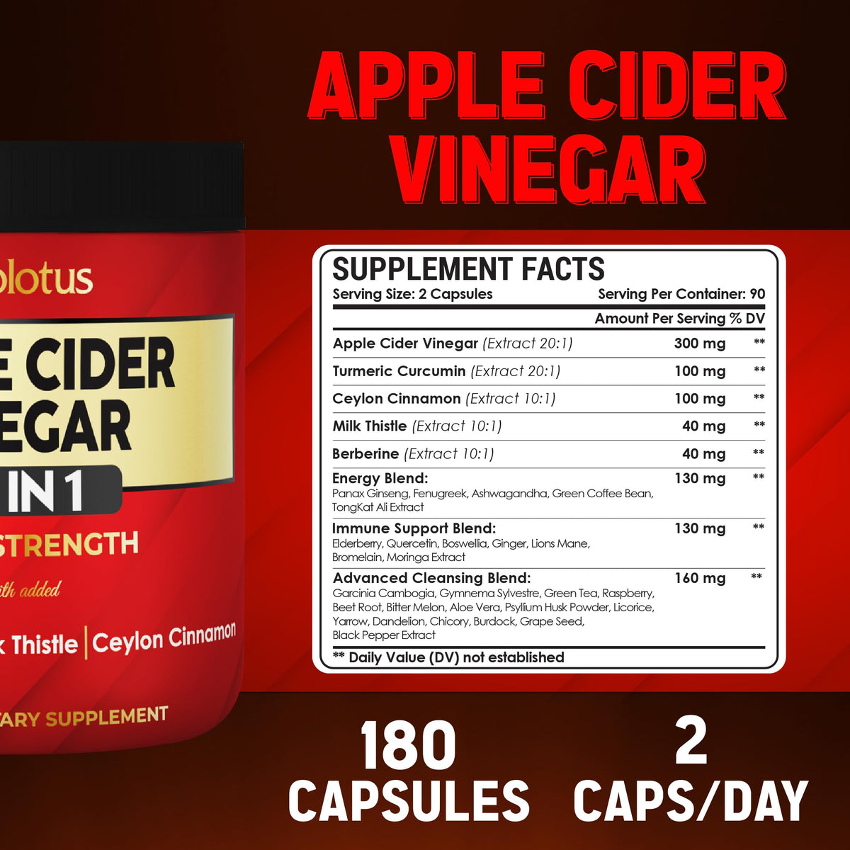 Capsules de vinaigre de cidre de pomme Zolotus sur une surface blanche