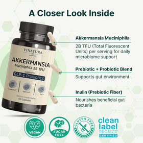 Capsules de VINATURA Akkermansia Probiotic dans une main