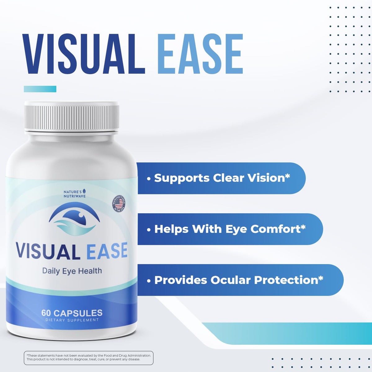 Capsules de Visual Ease sur une surface blanche