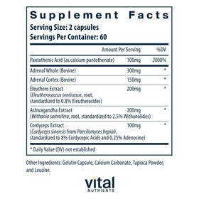 Capsules de Vital Nutrients Complément Alimentaire Système Surrénalien