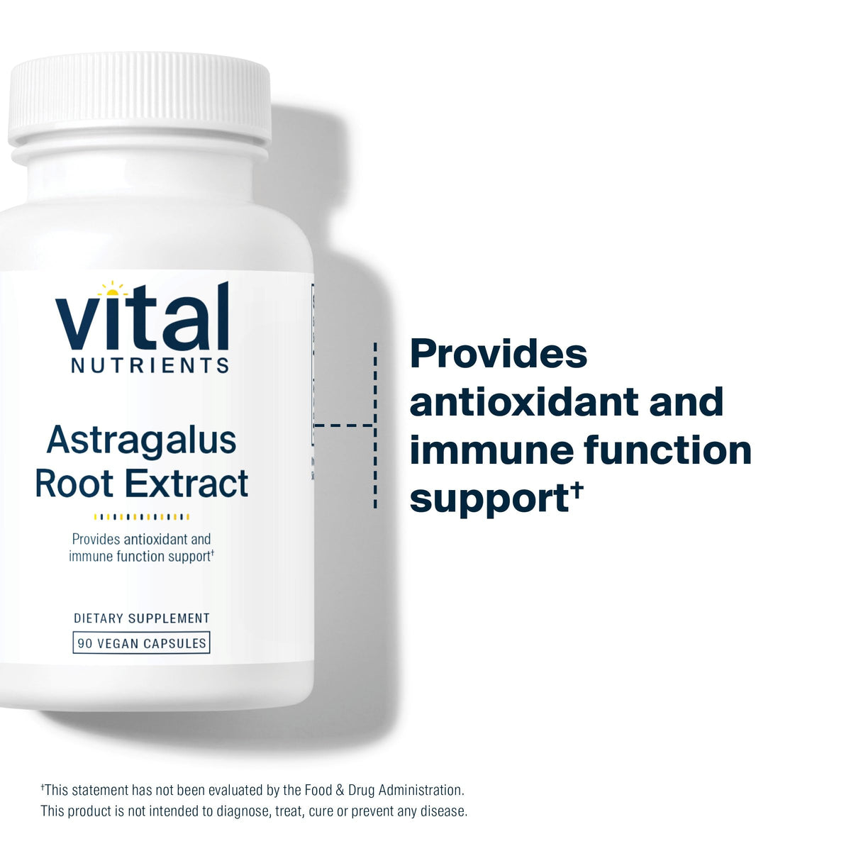 Capsules de Vital Nutrients Extrait de Racine d'Astragale sur une surface blanche