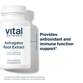 Capsules de Vital Nutrients Extrait de Racine d'Astragale sur une surface blanche